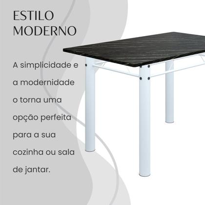 Imagem de Conjunto Sala de Jantar Bahia Mesa Tubo 140x75cm Tampo Pedra Ardósia Indiana com 6 Cadeiras