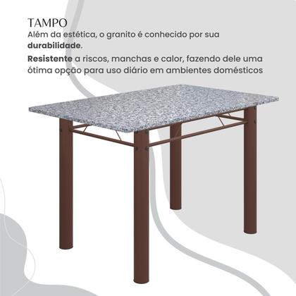 Imagem de Conjunto Sala de Jantar Bahia Mesa Tubo 140x75cm Tampo Pedra Granito com 6 Cadeiras