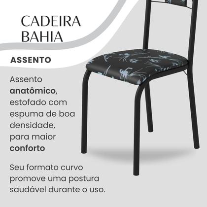 Imagem de Conjunto Sala de Jantar Bahia Mesa Tubo 140x75cm Tampo Pedra Granito com 6 Cadeiras