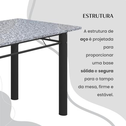 Imagem de Conjunto Sala de Jantar Bahia Mesa Tubo 140x75cm Tampo Pedra Granito com 6 Cadeiras