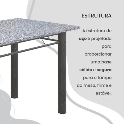 Imagem de Conjunto Sala de Jantar Bahia Mesa Tubo 140x75cm Tampo Pedra Granito com 6 Cadeiras