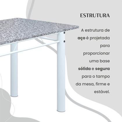Imagem de Conjunto Sala de Jantar Bahia Mesa Tubo 140x75cm Tampo Pedra Granito com 6 Cadeiras