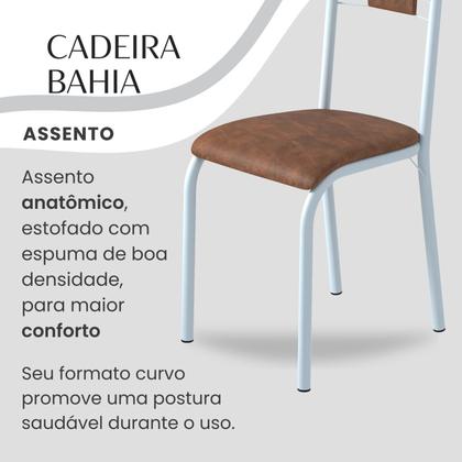 Imagem de Conjunto Sala de Jantar Bahia Mesa Tubo 140x75cm Tampo Pedra Granito com 6 Cadeiras