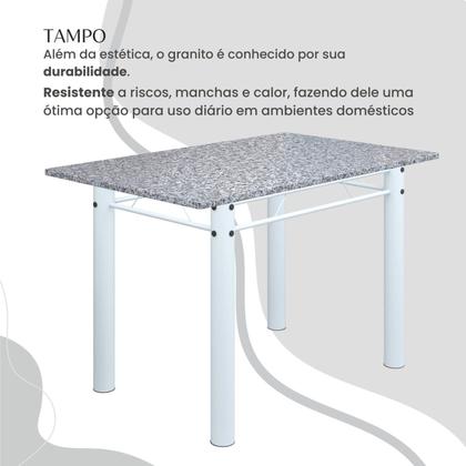 Imagem de Conjunto Sala de Jantar Bahia Mesa Tubo 140x75cm Tampo Pedra Granito com 6 Cadeiras