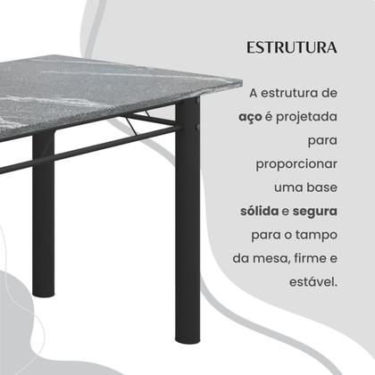 Imagem de Conjunto Sala de Jantar Bahia Mesa Tubo 3" 140x75cm Tampo Pedra Granito Topázio com 6 Cadeiras