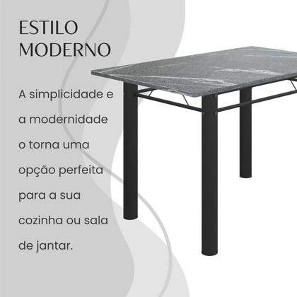 Imagem de Conjunto Sala de Jantar Bahia Mesa Tubo 3" 140x75cm Tampo Pedra Granito Topázio com 6 Cadeiras