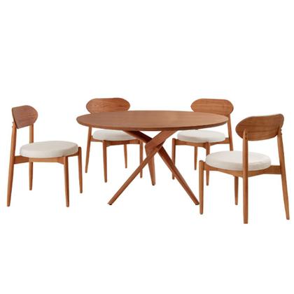 Imagem de Conjunto Sala de Jantar Ballare 135cm Redonda com 4 Cadeiras em Madeira Moderna