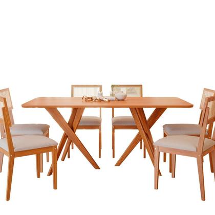 Imagem de Conjunto Sala de Jantar Cacau 180cm sem Vidro com 6 Cadeiras Palmas