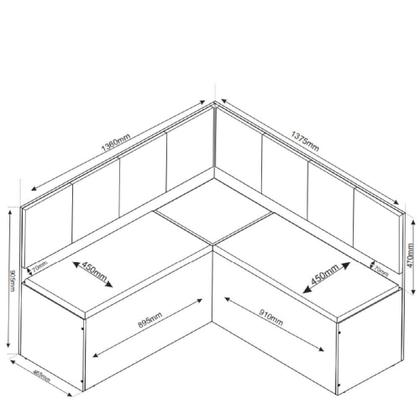 Imagem de Conjunto Sala De Jantar Canto Alemão Com Baú Liebe Com Mesa Fin Veludo Viero Madeirado
