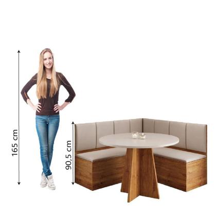 Imagem de Conjunto Sala De Jantar Canto Alemão Com Baú Liebe Com Mesa Fin Veludo Viero Madeirado