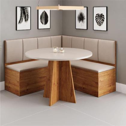 Imagem de Conjunto Sala De Jantar Canto Alemão Com Baú Liebe Com Mesa Fin Veludo Viero Madeirado