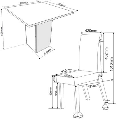Imagem de Conjunto Sala de Jantar Canto Alemão com Baú Liebe com Mesa Lord e 2 Cadeiras Bele Veludo Viero