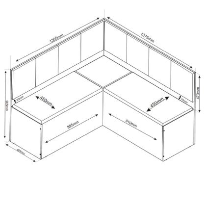 Imagem de Conjunto Sala de Jantar Canto Alemão com Baú Liebe com Mesa Lord e 2 Cadeiras Bele Veludo Viero