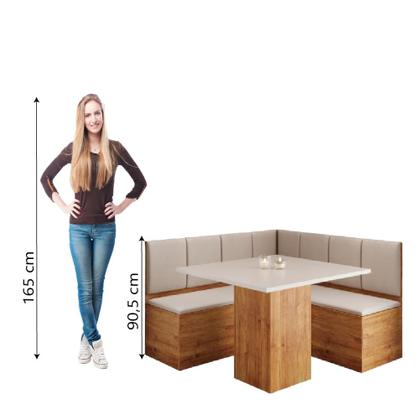 Imagem de Conjunto Sala de Jantar Canto Alemão Com Baú Liebe com Mesa Lord Veludo Viero