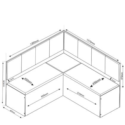 Imagem de Conjunto Sala de Jantar Canto Alemão Com Baú Liebe com Mesa Lord Veludo Viero