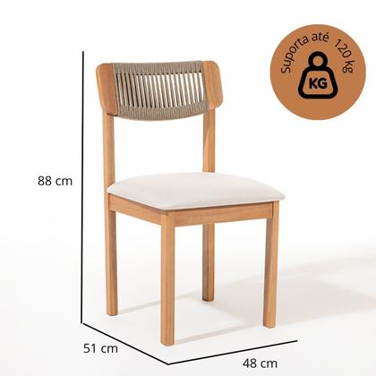 Imagem de Conjunto Sala de Jantar com 1 Mesa Tampo Laminado 160cm e 6 Cadeiras Encosto Corda Florença