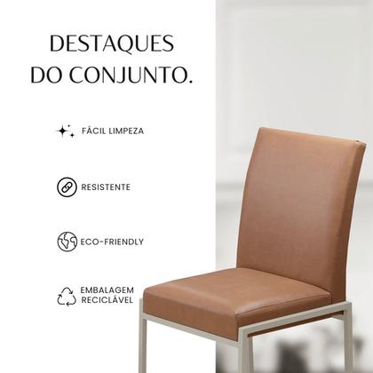 Imagem de Conjunto Sala de Jantar com 4 Cadeiras Atenas Champanhe / Bege / Metalizado