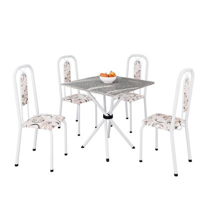 Imagem de Conjunto Sala de Jantar com 4 Cadeiras Lívia Arabesco/Branco
