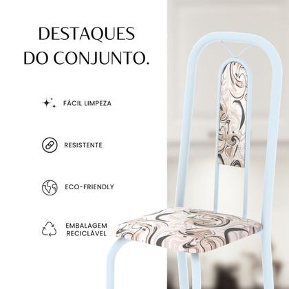 Imagem de Conjunto Sala de Jantar com 4 Cadeiras Lívia Arabesco/Branco