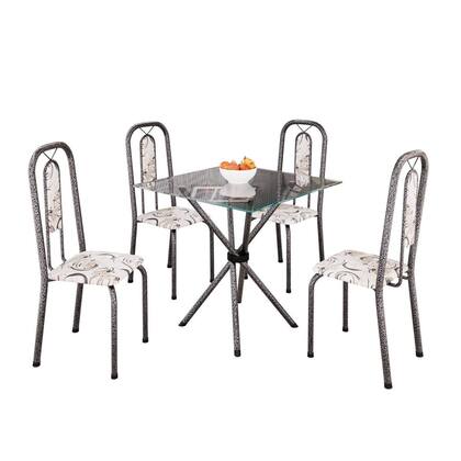 Imagem de Conjunto Sala de Jantar com 4 Cadeiras Lívia Prata/Arabesco