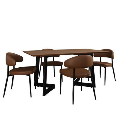 Imagem de Conjunto Sala de Jantar com Mesa 160cm Toronto e 4 Cadeiras Bless Yescasa Marrom/Caramelo/Mel/Preto