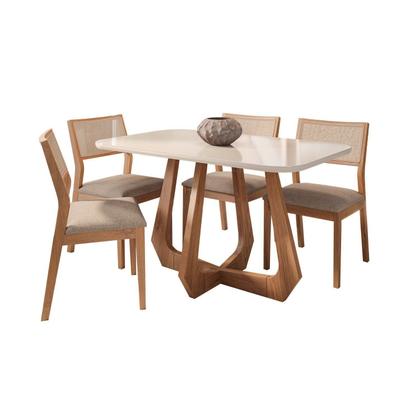 Imagem de Conjunto Sala de Jantar com Mesa Bromélia 130 com Vidro e 4 Cadeiras Oiti