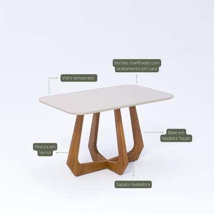 Imagem de Conjunto Sala de Jantar com Mesa Bromélia 130 com Vidro e 4 Cadeiras Oiti