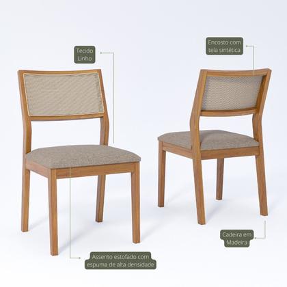 Imagem de Conjunto Sala de Jantar com Mesa Bromélia 130 com Vidro e 4 Cadeiras Oiti