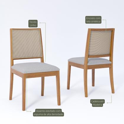 Imagem de Conjunto Sala de Jantar com Mesa Ficus 180 com Vidro e 6 Cadeiras Buriti