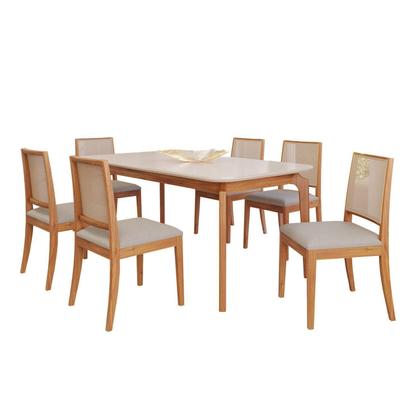 Imagem de Conjunto Sala de Jantar com Mesa Ficus 180 com Vidro e 6 Cadeiras Buriti