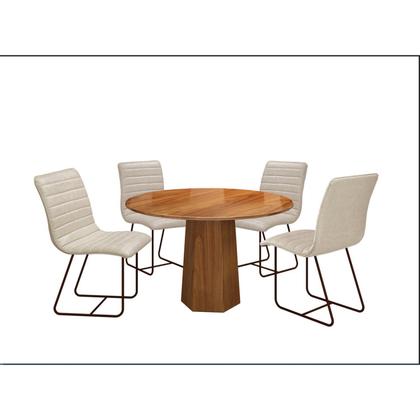 Imagem de Conjunto Sala de Jantar com Mesa Tampo em Madeira 4 Cadeiras Itália