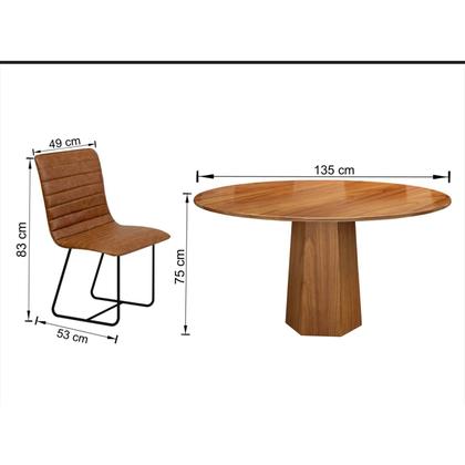 Imagem de Conjunto Sala de Jantar com Mesa Tampo em Madeira 4 Cadeiras Itália