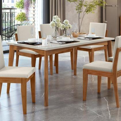 Imagem de Conjunto Sala de Jantar com Tampo de Vidro Monalisa 6 Cadeiras Gaia Espresso Móveis