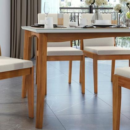 Imagem de Conjunto Sala de Jantar com Tampo de Vidro Monalisa 6 Cadeiras Gaia Espresso Móveis