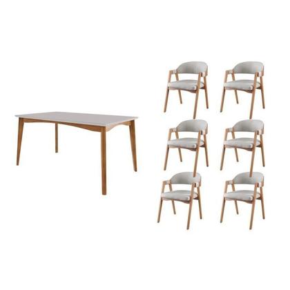 Imagem de Conjunto Sala de Jantar com Tampo de Vidro Monalisa 6 Cadeiras Gaia Espresso Móveis