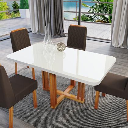 Imagem de Conjunto Sala de Jantar com Tampo Mdf/vidro 120cmx80cm Mesa Paola com 4 Cadeiras Viena Luxo