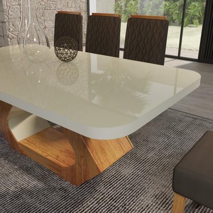 Imagem de Conjunto Sala de Jantar com Tampo Mdf/vidro 160cmx80cm Mesa Lotus com 6 Cadeiras Viena Luxo