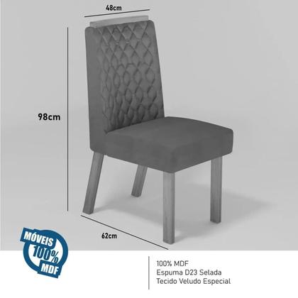 Imagem de Conjunto Sala de Jantar com Tampo Mdf/vidro 160cmx80cm Mesa Lotus com 6 Cadeiras Viena Luxo