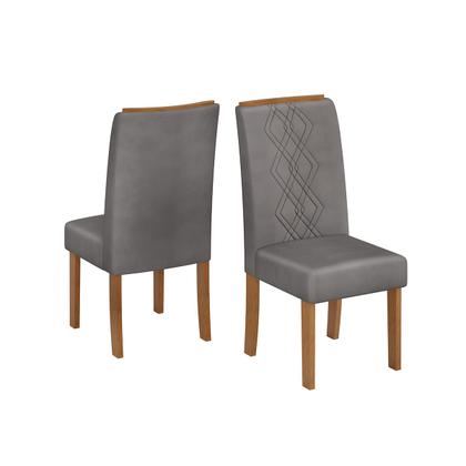 Imagem de Conjunto Sala De Jantar Cozinha Mesa Tampo Com Vidro Retangular Com 4 Cadeiras Estofadas Modernas Bordadas Luxo