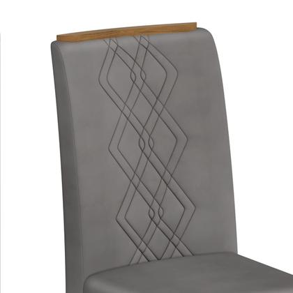 Imagem de Conjunto Sala De Jantar Cozinha Mesa Tampo Com Vidro Retangular Com 4 Cadeiras Estofadas Modernas Bordadas Luxo