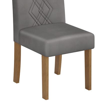 Imagem de Conjunto Sala De Jantar Cozinha Mesa Tampo Com Vidro Retangular Com 4 Cadeiras Estofadas Modernas Bordadas Luxo