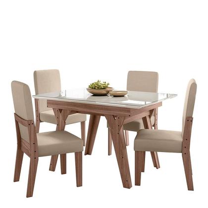 Imagem de Conjunto sala de jantar dubai 1,10 com 4 cadeiras amend 74b