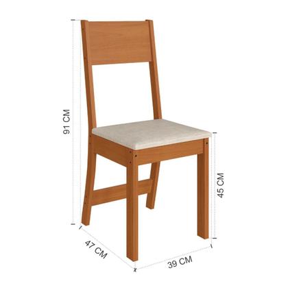 Imagem de Conjunto Sala de Jantar Fidelitá Espanha 90cm Com 4 Cadeiras Freijó/Off-White Assento Linho