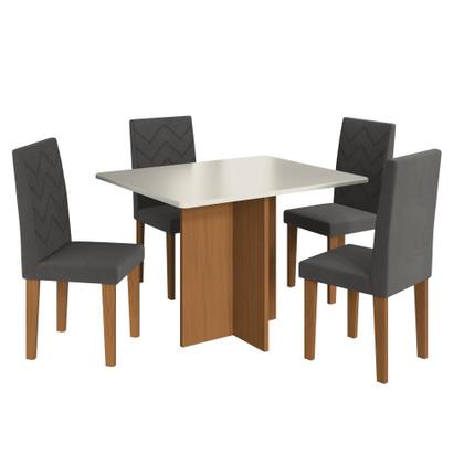 Imagem de Conjunto Sala de Jantar Fidelitá Itália 110cm Com 4 Cadeiras Freijó/Off-White Assento Grafite