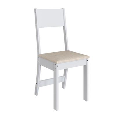 Imagem de Conjunto Sala de Jantar Fidelitá Siena Com 4 Cadeiras Branco Assento Linho