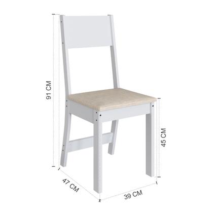 Imagem de Conjunto Sala de Jantar Fidelitá Siena Com 4 Cadeiras Branco Assento Linho