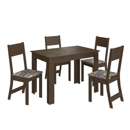 Imagem de Conjunto Sala de Jantar Fidelitá Veneza Com 4 Cadeiras Noce/Off-White Assento Alaska