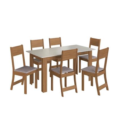 Imagem de Conjunto Sala de Jantar Fidelitá Veneza Com 6 Cadeiras Freijó/Off-White Assento Linho