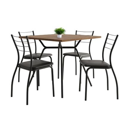 Imagem de Conjunto Sala de Jantar Fortaleza Preto Mesa e 4 Cadeiras Carraro