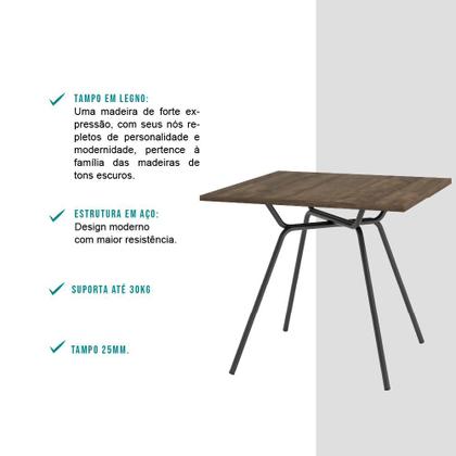 Imagem de Conjunto Sala de Jantar Fortaleza Preto Mesa e 4 Cadeiras Carraro